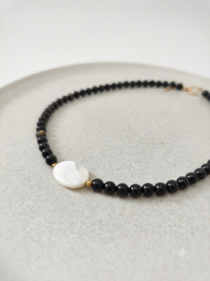 Collier Obsidienne doré