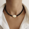 Collier Obsidienne doré